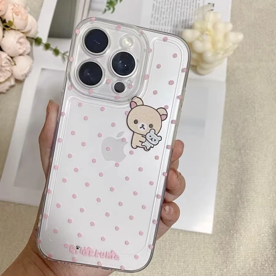 

Розовый чехол в горошек R-rilakkumas Kawaii для телефона Samsung Galaxy A14 A15 S21 S22 S23 S24 FE Plus Ultra A25 A35 A52 A53 A54 A55