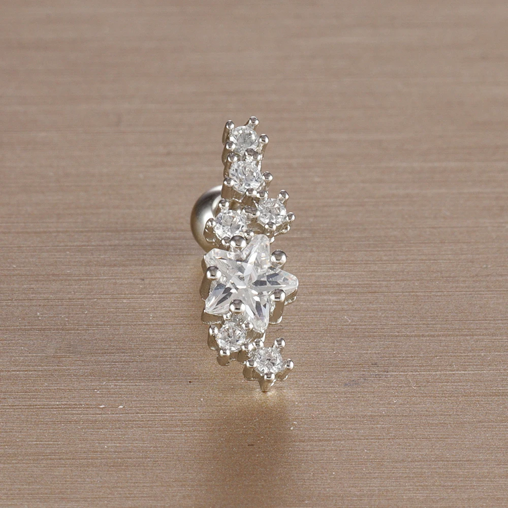Mini Zircon Cartilage Piercing Stud Earring, 6 Styles