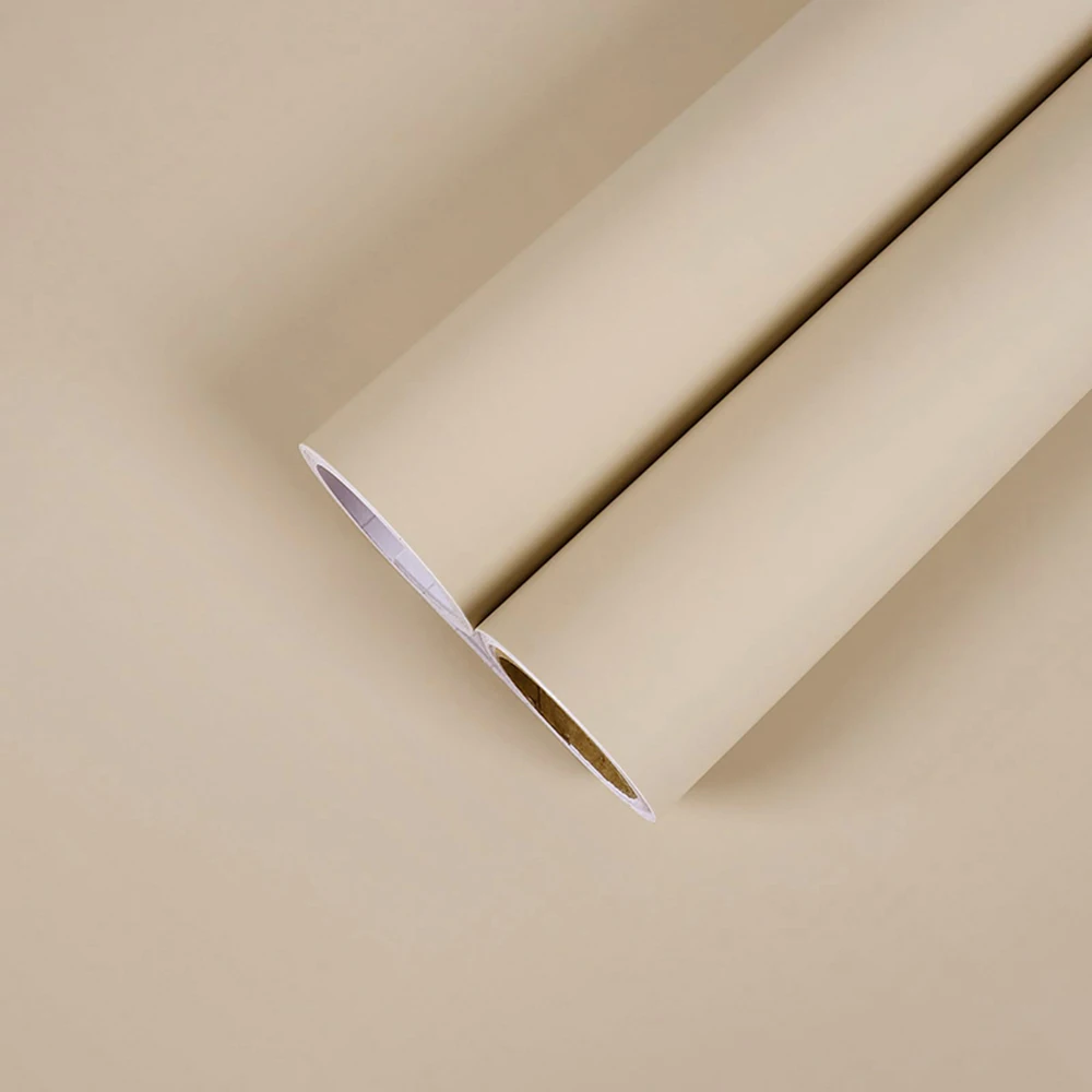 Solid Beige Wallpaper Self Adhesive Waterproof Cabinet Bedroom Home Wall Stickers Vinyl Film Contact Paper Hotel Home Decor