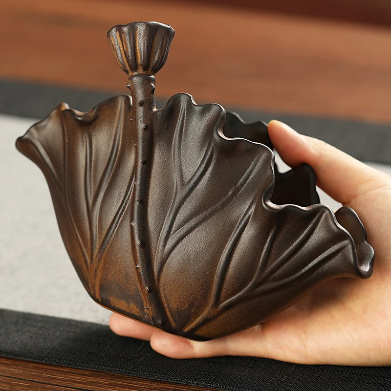 

Creative Ceramic Lotus Leaf Mosquito Coil Burner Large Incense Burner Home Aromatherapy Burner Zen Retro Tea Ceremony Ornament S