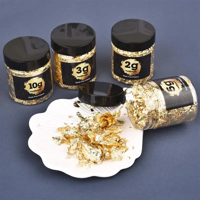 2/3/5/10g Gold Leaf Flakes Epoxy Resin Mold Filling Gold Foil Paper Glitters DIY Resin Jewelry Nail Art Candle Making Decoration