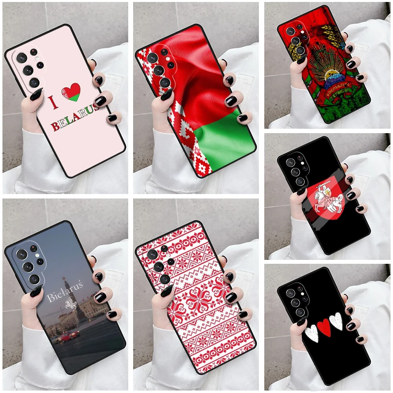 Phone Case For Samsung Galaxy S24 S23 S21fe S22 Ultra Plus Note 10 20 S8 S9 S10 Cover Belarus Flag