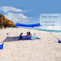 Kalosse-Iron Steel Beach Sunshade, Family Beach Tent, 16mm, 3x3x2m, 6-7 Person