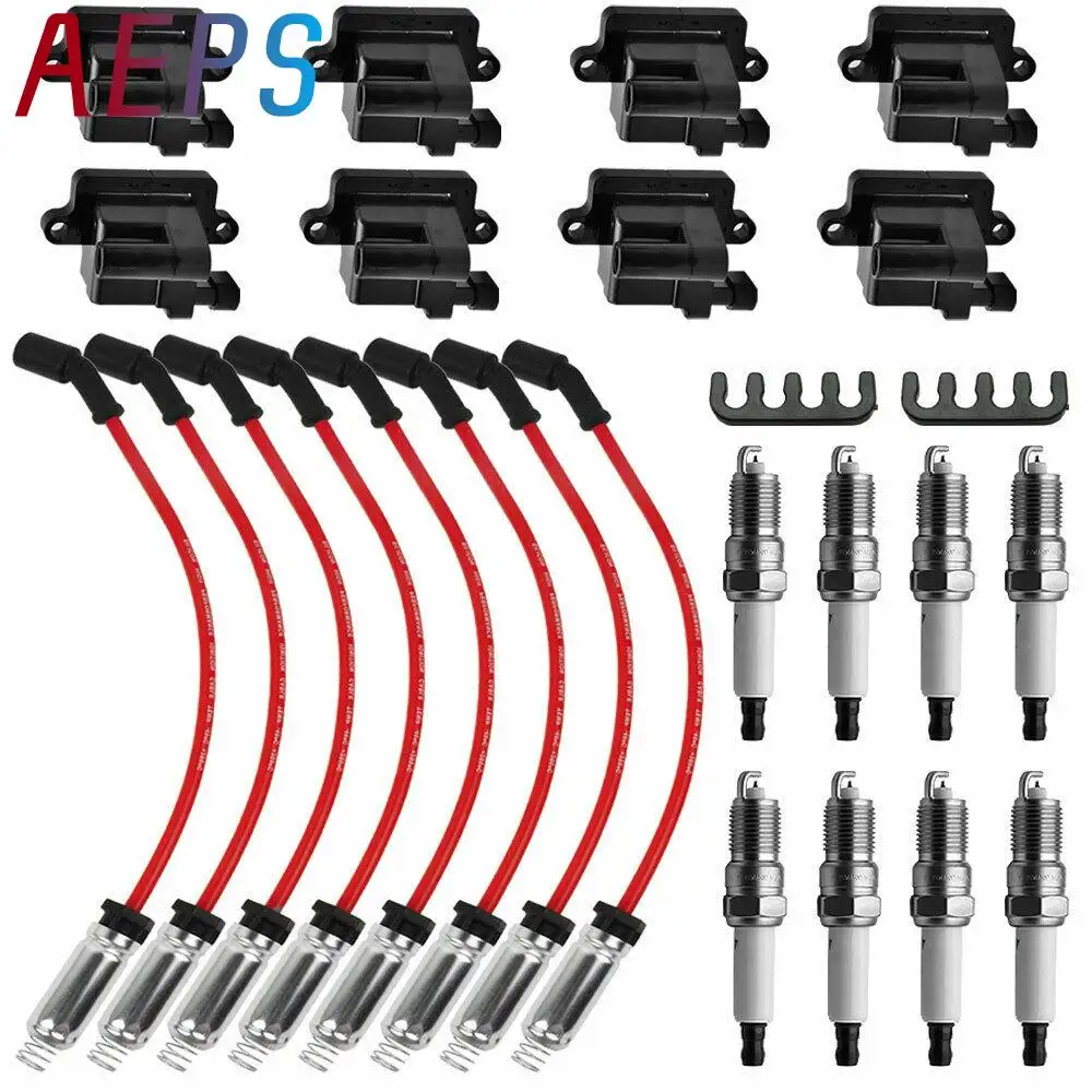 

8Pcss 12556893 Ignition Coil & Spark Plug Wire for Chevy GMC 4.8L 5.3L 6.0L 8.1L 12558693 12570553 3859078 38590782 521618