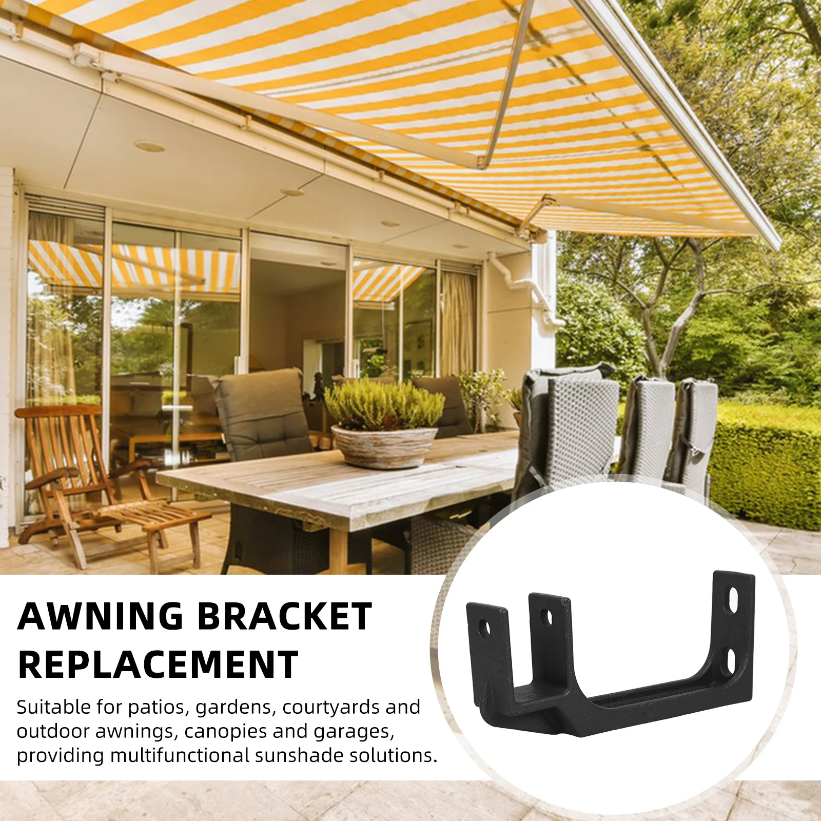 

40mm Square Tube Awning Wall Mount Bracket Heavy Duty Weather Resistant Replacement Patios Gardens Outdoor Shading Manual