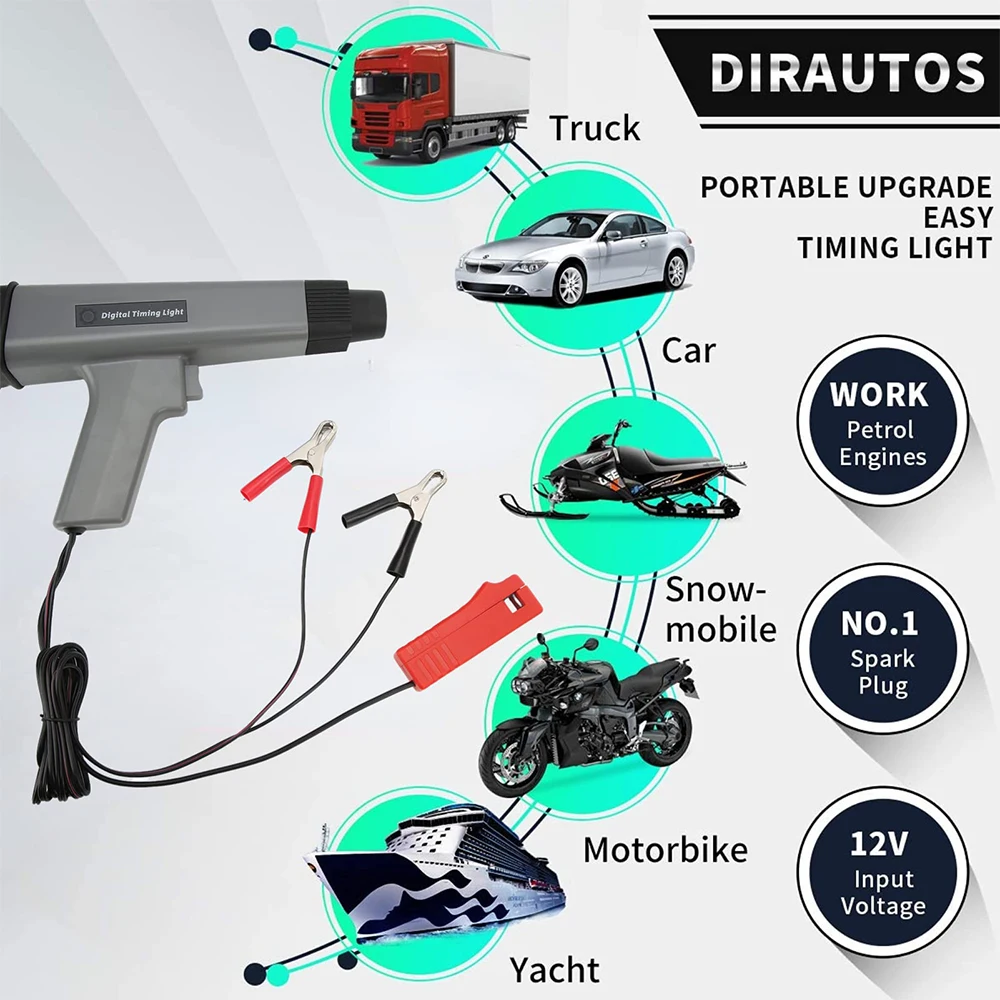 Podofo 12V Digitales Fortschrittliches Induktives Motor-Zündlichtgerät Zündungstester Zündspulentester für Auto und Motorrad – Detail 5