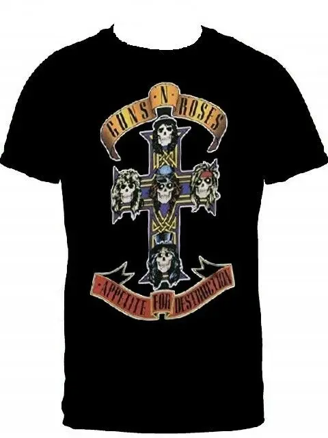 GUNS 'N ROSES - CLASSIC CROSS & SKULLS - NEW Band Merch Black T-shirt