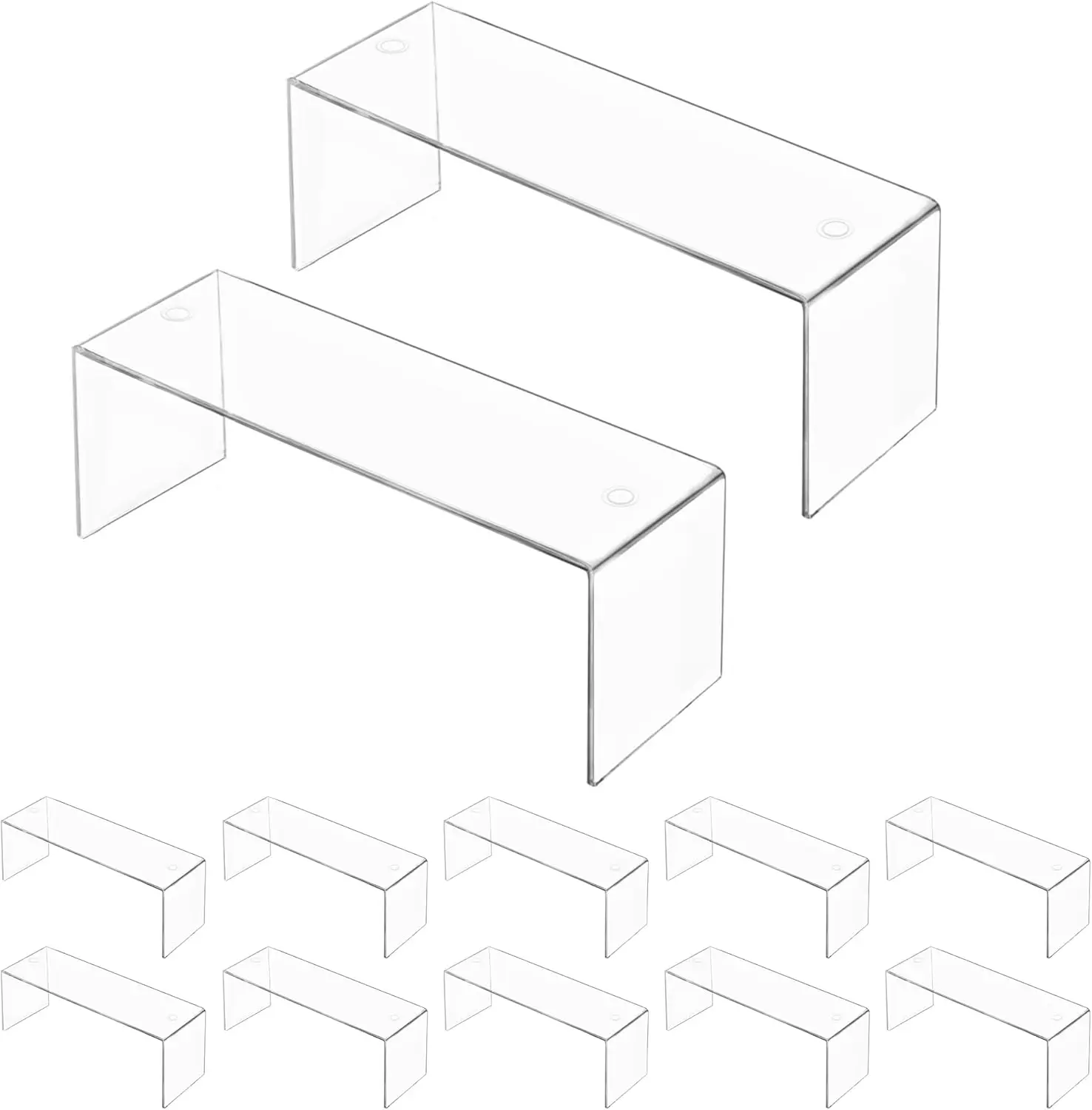 

12 Pack Clear Acrylic Display Risers, 12.4x4x4.6 Inch Shelf for Decor, Toys, Perfume & More