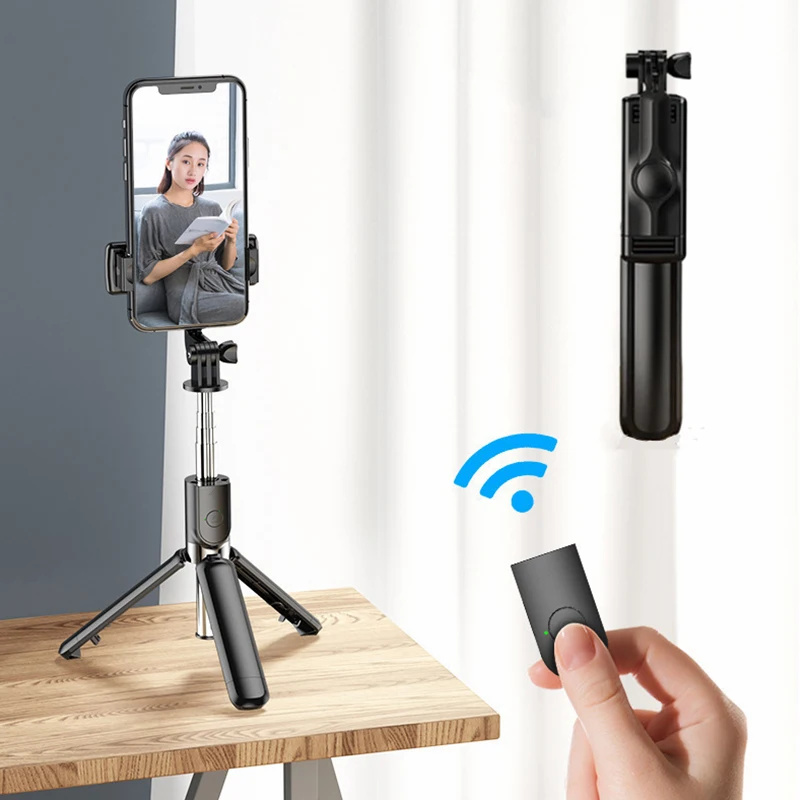 3In1 Wireless Bluetooth-compatible Foldable Handheld Monopod Shutter Remote Extendable Mini Tripod Selfie Stick for iPhone 12 13