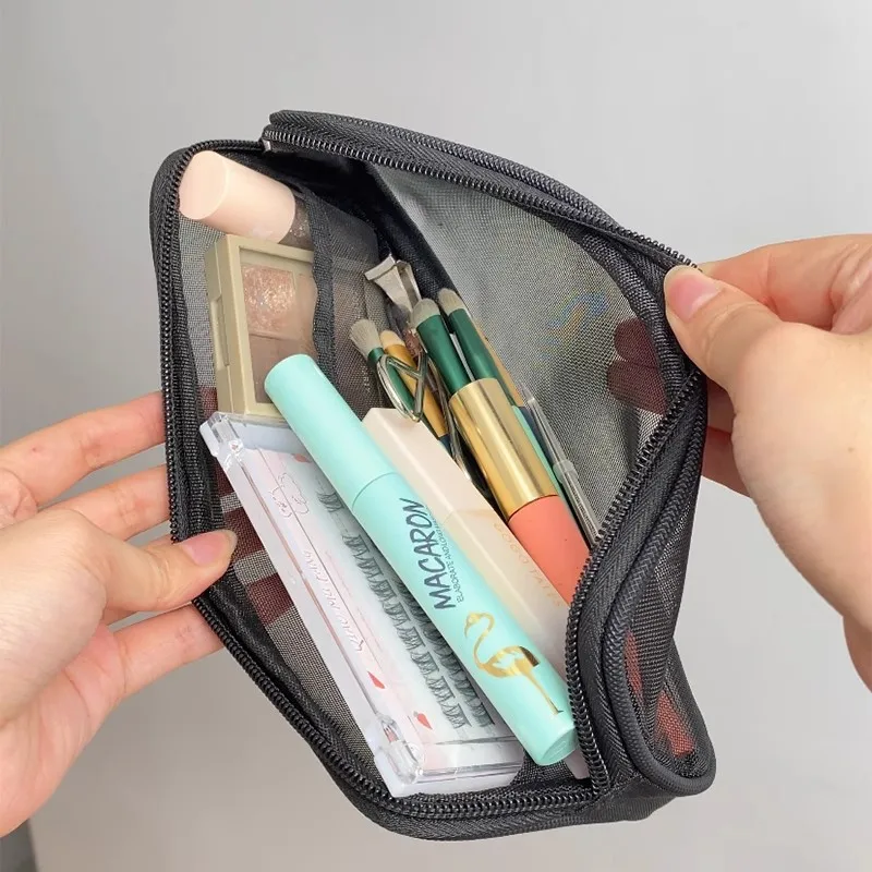 女性用トラベルメイクアップバッグ - 1個 メッシュ透明通気性ポータブルジッパー付きトイレタリーオーガナイザー
