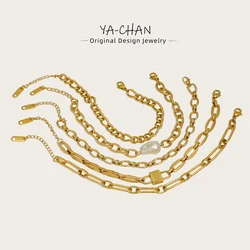 YACHAN 18K Gold Plated Stainless Steel Bracelets for Women Punk Chunky Chains Trendy Jewelry Waterproof