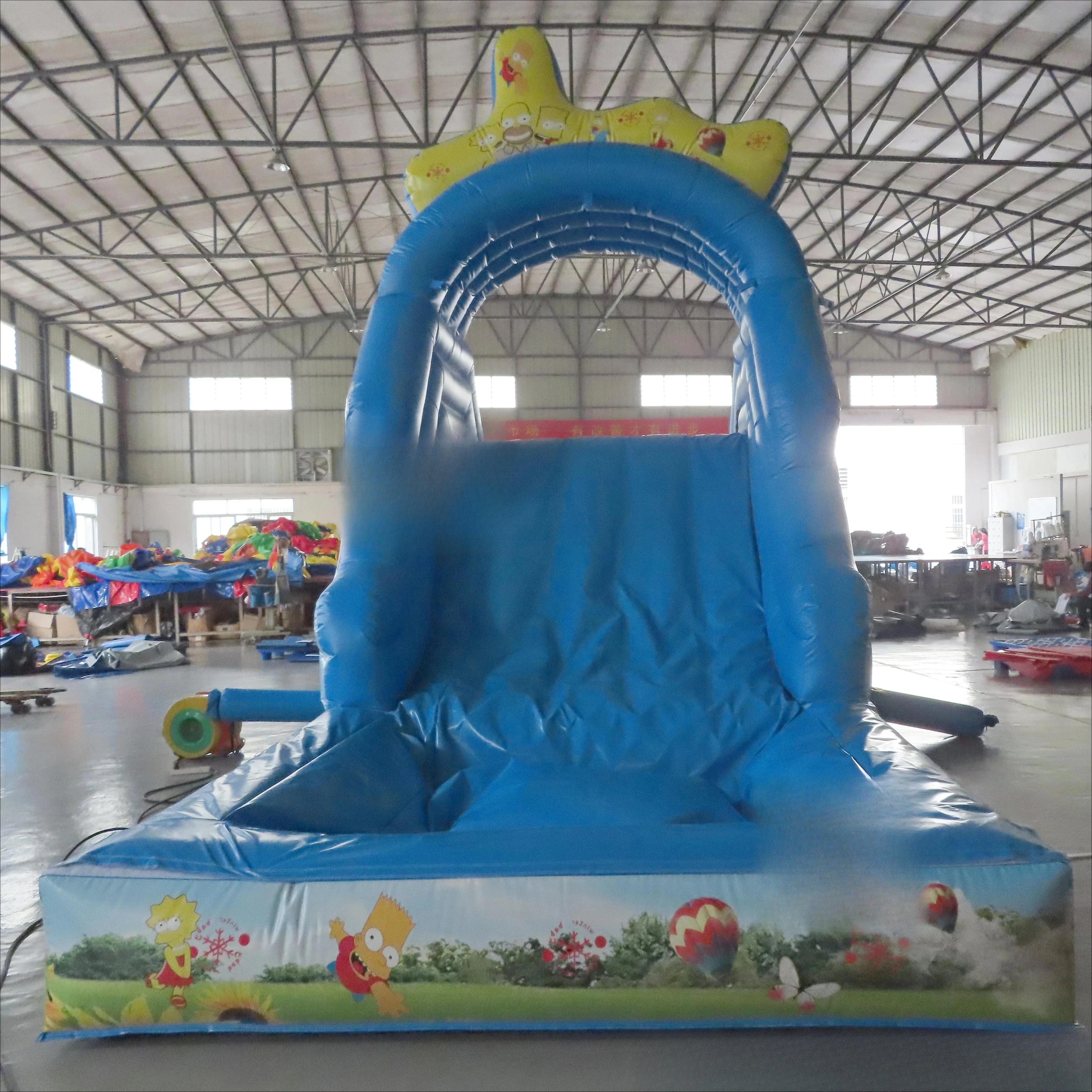 Hot Selling Inflatable Water Slide With Swimming Pool Inflatable Bouncing House Water Slide Inflatable Blue Themed Slide