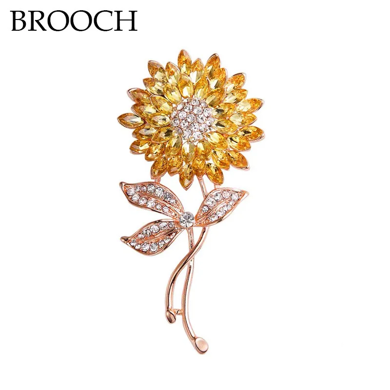 

Хрустальная брошь-подсолнух для женщин, модный и элитный образ; для мужчин, изысканные стразы