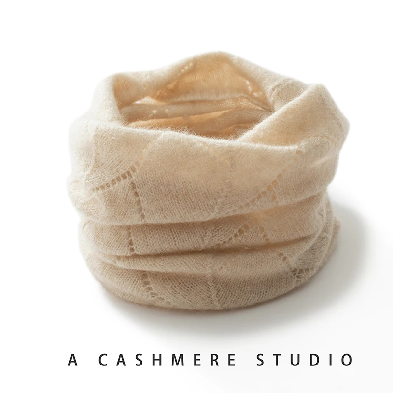 ラムウールネックウォーマースカーフ女性中空ニット薄いフェイクカラー暖かい防寒首保護韓国スタイル多用途