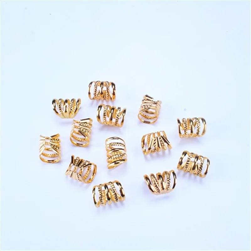 10Pcs/lot 6x9mm Gold Silver Beads Adjustable Hair Braids Beads Adjustable Hair Braid Rings Cuff Clips Tubes Jewelry Styling Tool