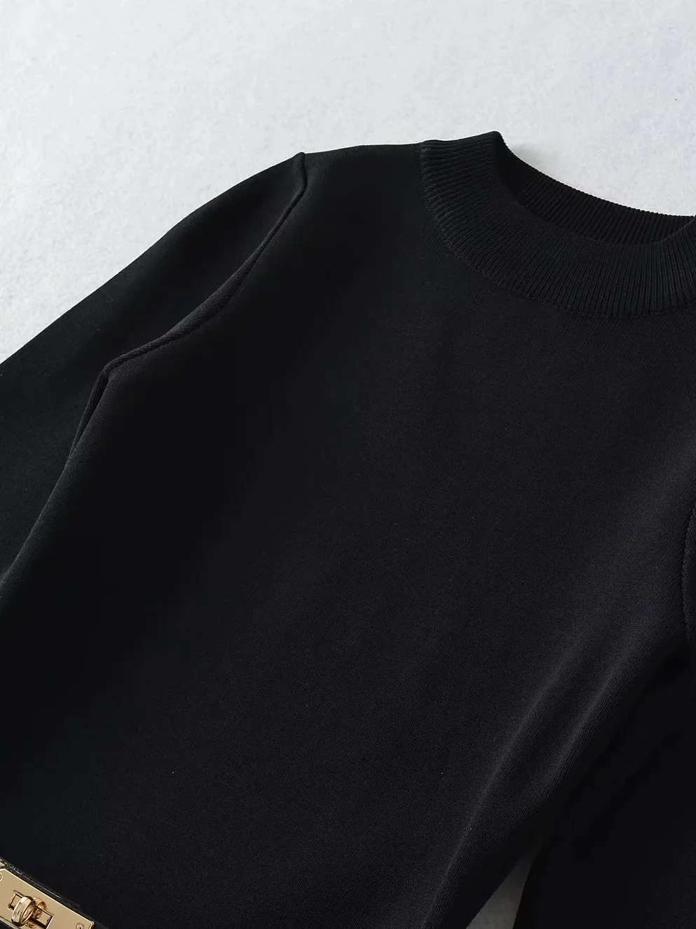 تنورة طويلة محبوكة للتخسيس مع حزام مضاد للكرة للسيدات تنورة Ter Ne Bodycon Bla ذات ياقة عالية كاجوال Sle #3