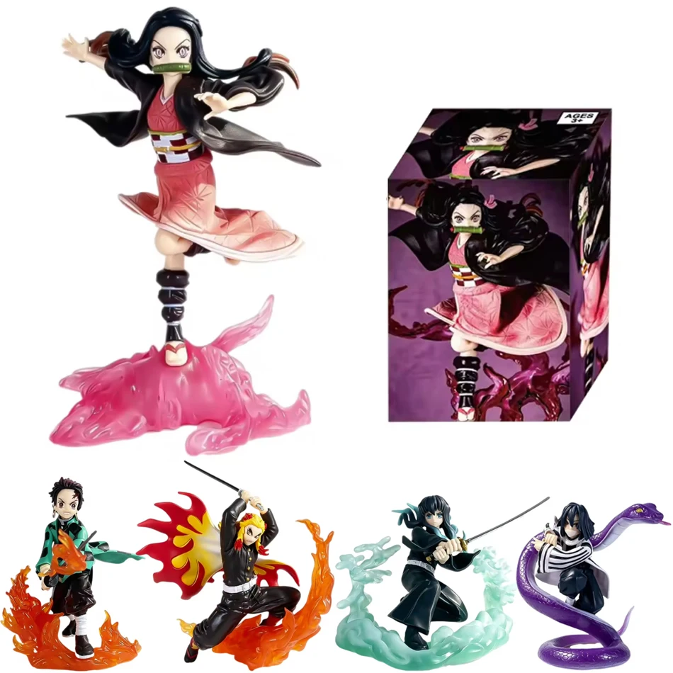 Anime Demon Slayer Figur Kampf-Tanzirou Agatsuma Zenitsu Kyoujurou Modell Actionfigur PVC Sammlerstück Spielzeug Freund Geburtstagsgeschenk