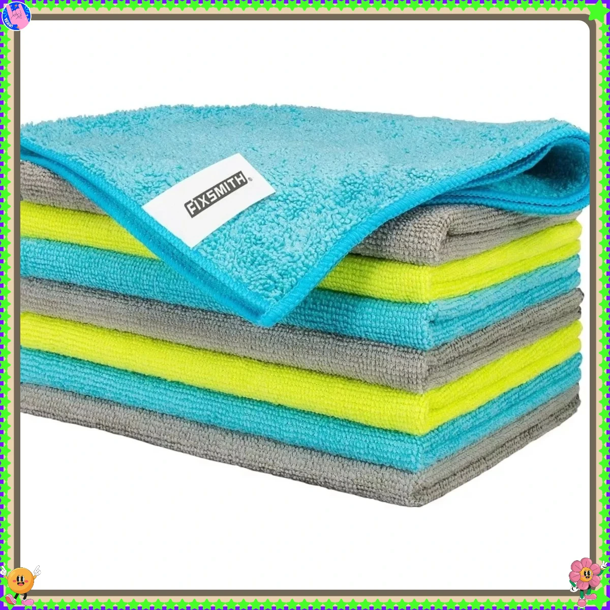 マイクロファイバークリーニングクロス - 8枚入り、12 x 16インチ、高吸収性、糸くずが出ない、拭き跡が残らないクリーニングクロス