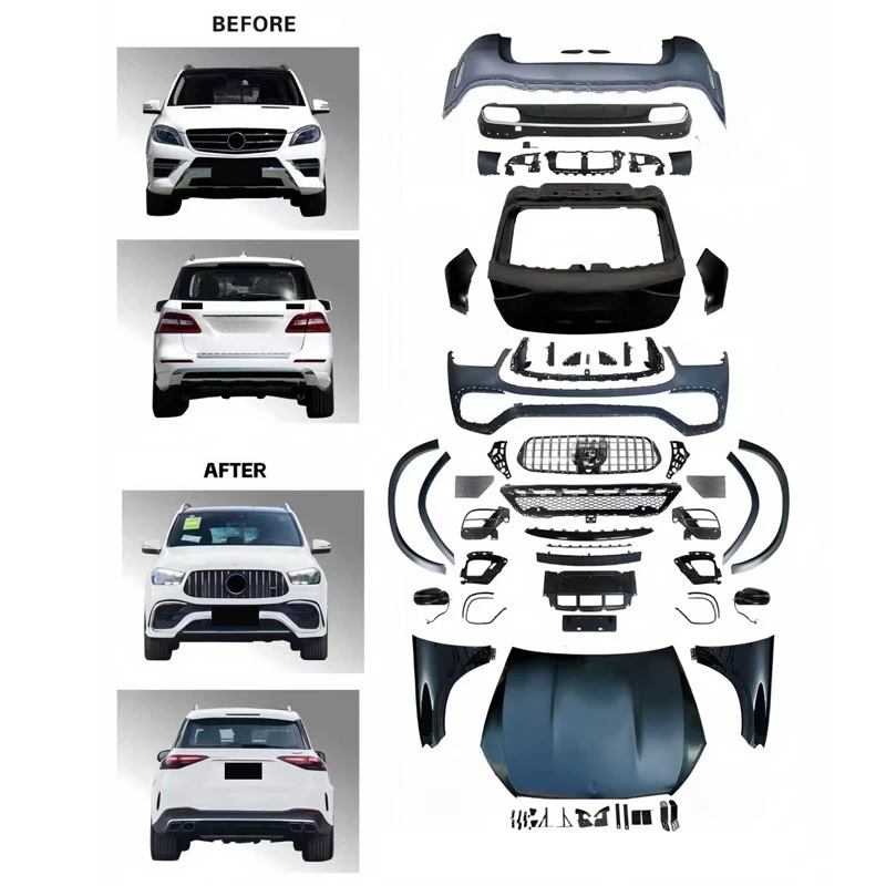 High Quality PP Body Kit Facelift Conversion Upgrade ML W166 2014‑2015 to GLE W167 2024 Look Front Bumper Hood Fit for ML W166