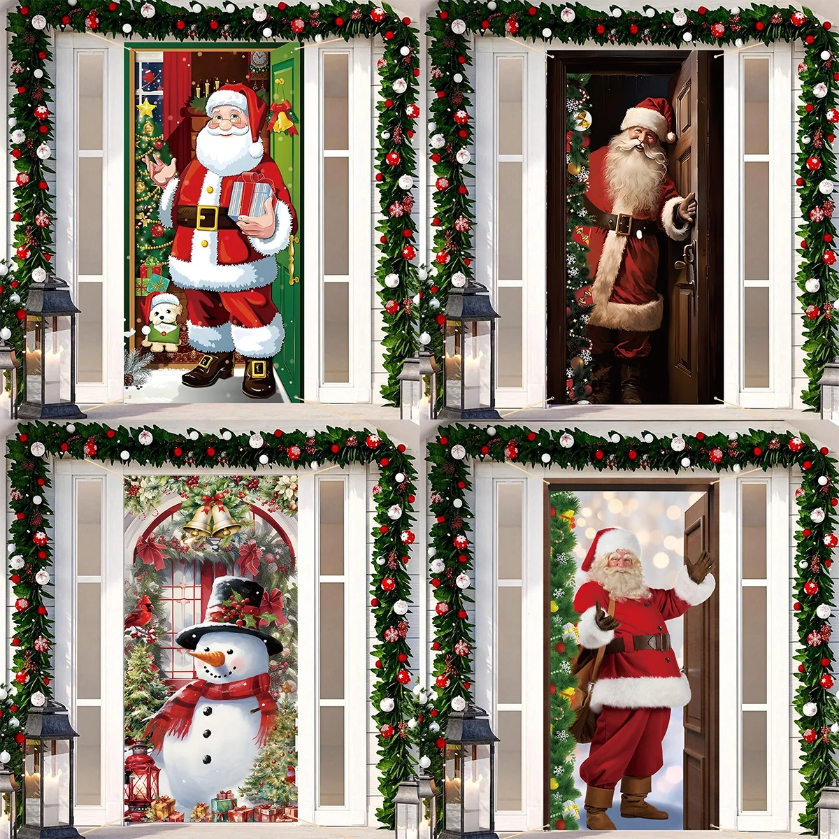 Christmas Hanging Flag Porch Door Banner Merry Christmas Decoration For Home 2024 Xmas Flag Ornament Navidad New Year Gifts 2025