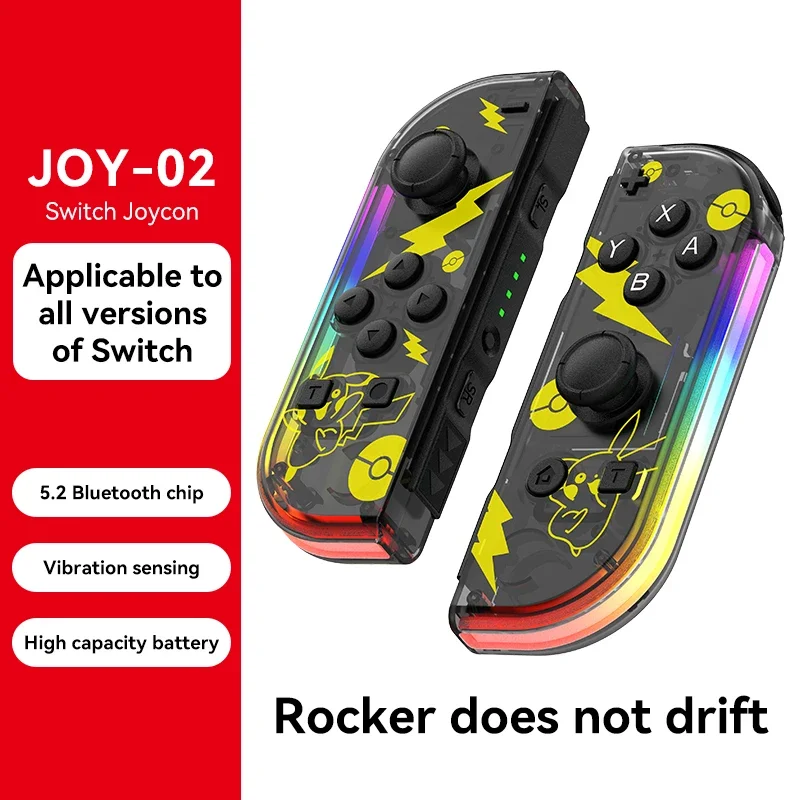 JOY 02 1 Pair Wireless Gamepad RGB 6-Axis Switch Joy-Con (L/R) Wireless Controllers for NL Switch Joypad Game Console  Sensor