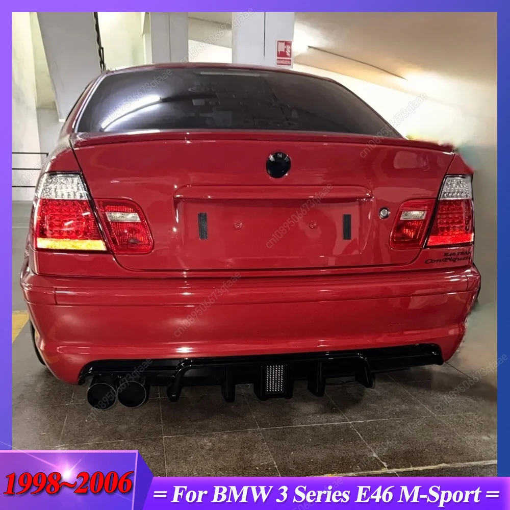 Für BMW 3er E46 M-Tech M-Sport 1998-2006 ABS Hochglanz Schwarz Auto Heckstoßstange Lippe Spoiler Diffusor MP Style Karosserie-Tuning