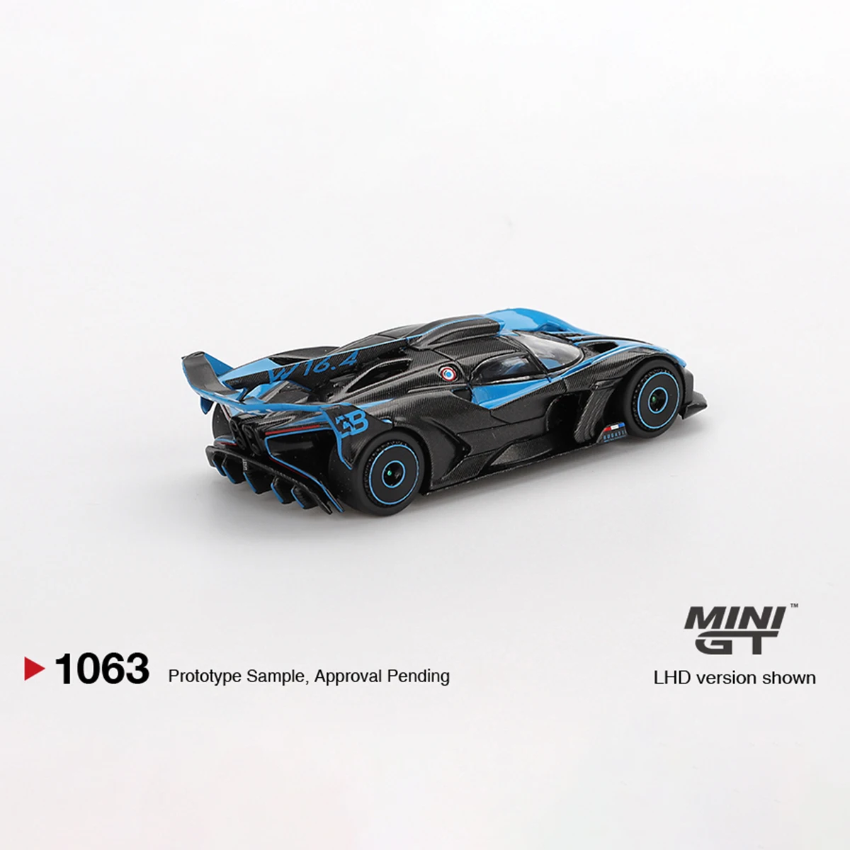 MINIGT 1:64 Bugatti Bolide Black Blue Diecast Model - usage example