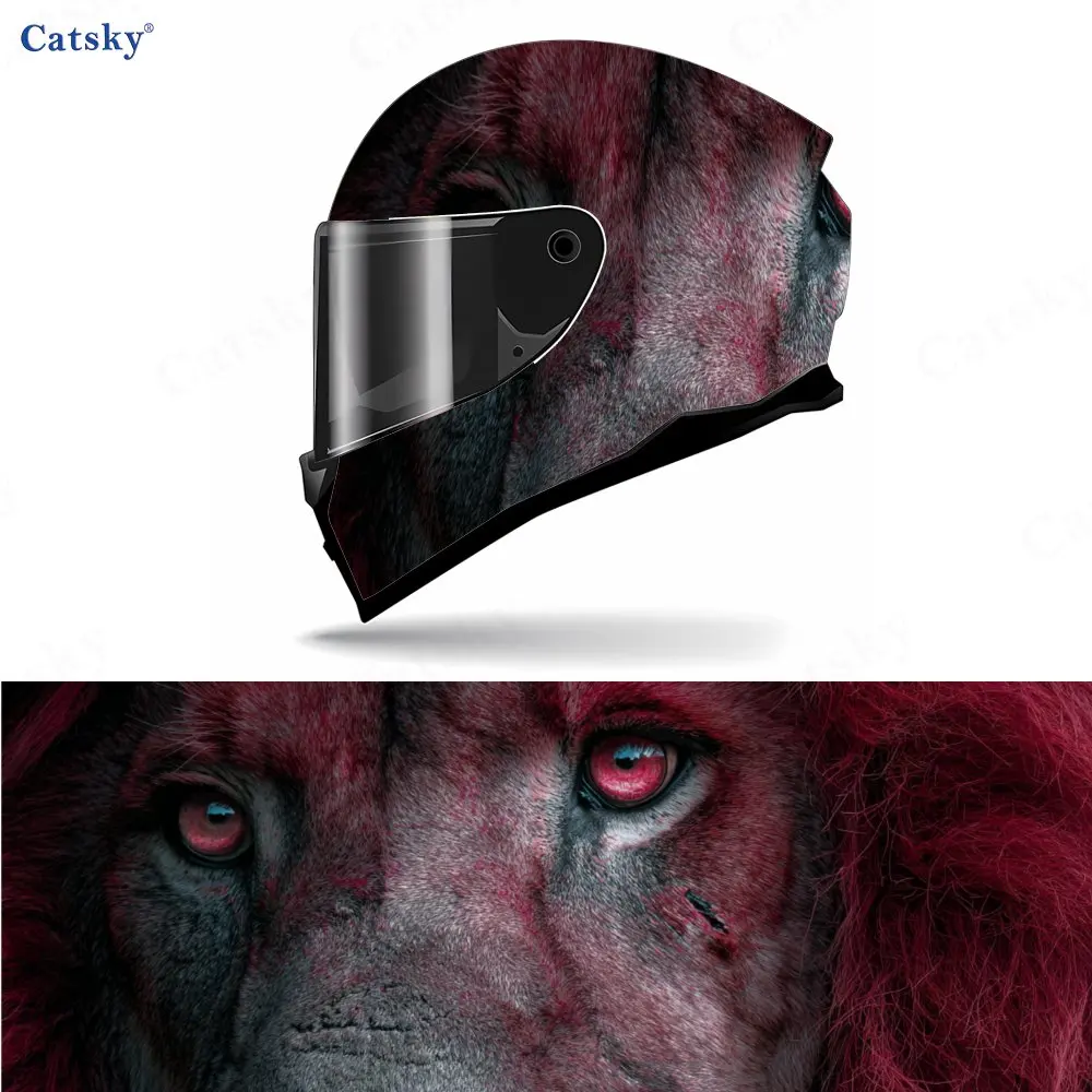 

Majestic Red Lion Art Motorcycle Helmet Decal, Waterproof Self-adhesive Helmet Vinyl Wraps Sticker, Cool DIY Graffiti Film, Gift