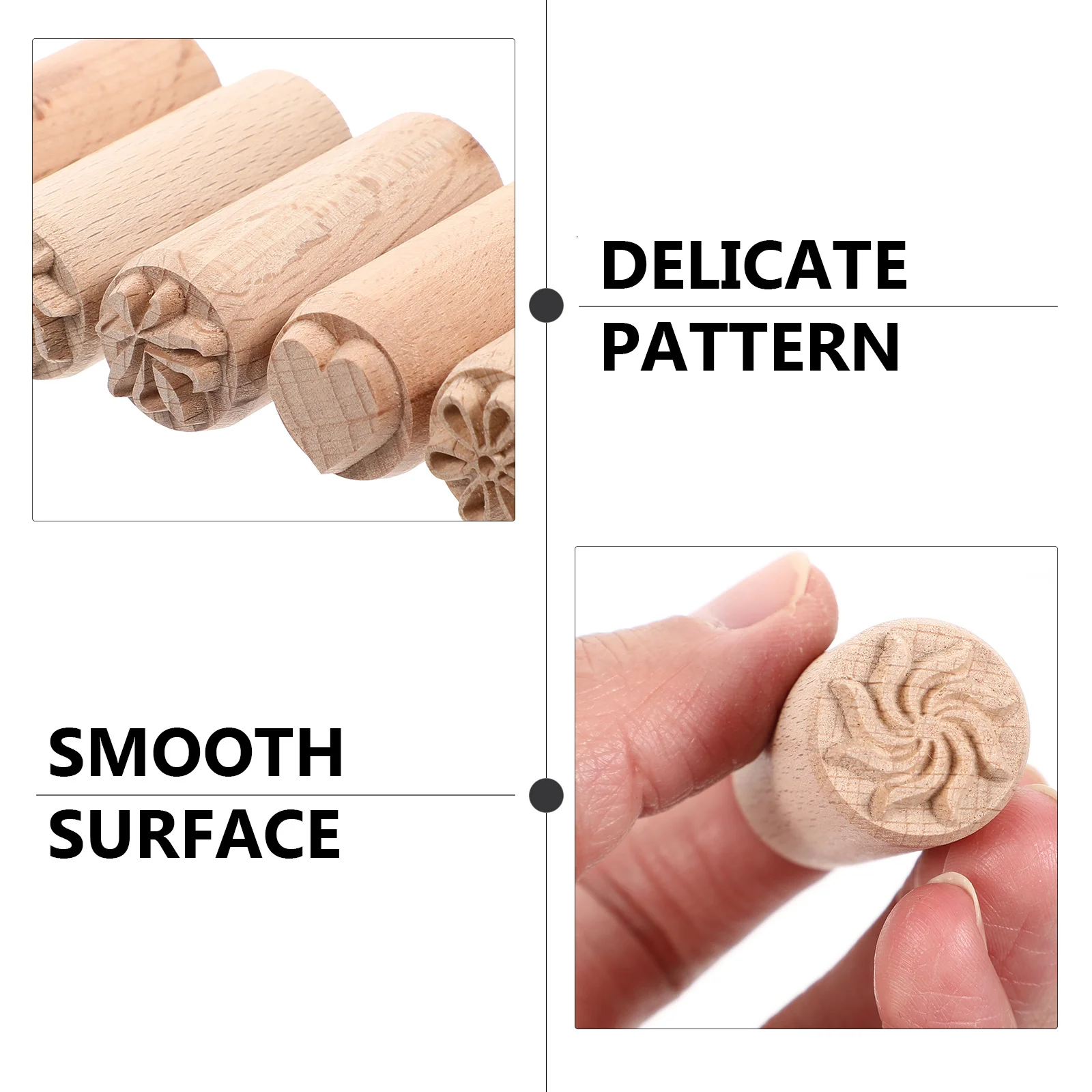 

Wood Block Stamp Variety Pack for Clay Dough Art Projects Easy to Use with Smooth Surface Ideal for DIY Decorative Crafts