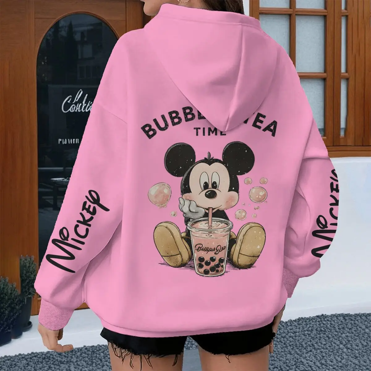 Sudadera con Capucha de Mickey Mouse para Hombre y Mujer, Diseño de Burbujas de Té, Ropa Retro de Primavera, Personaje Clásico de Mickey Mouse