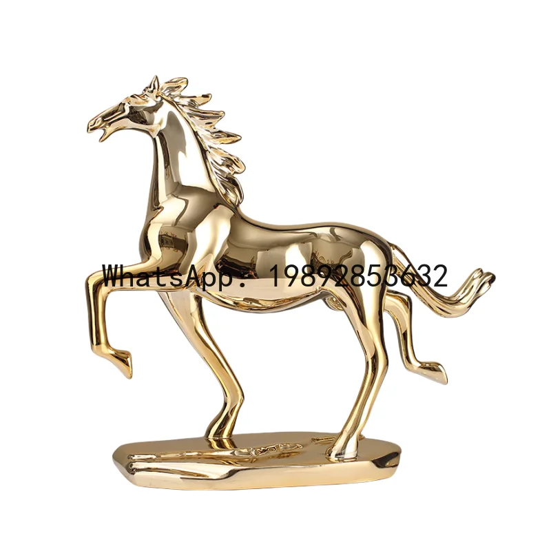 Golden Horse Desktop Decoration Resin Crafts Simulated Animal Sculpture Lucky Horse Decorative Figurines Home Decoration