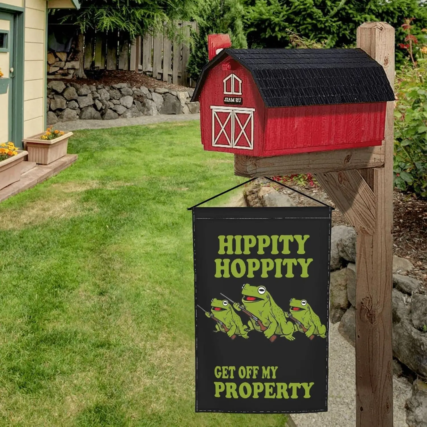 Hippity Hoppity Get Off My Property Yard Decoration Sided Garden Flag Yard Party Outdoor Flags Bunting Decorative Flags Ban