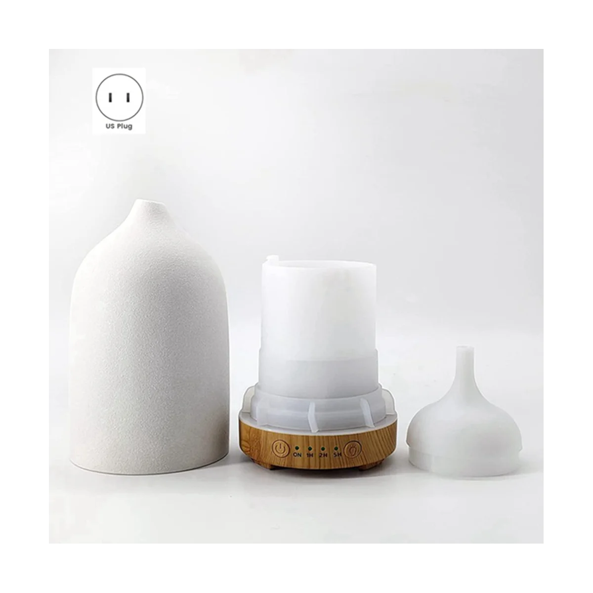 250ML Aromatherapy Essential Oil Diffuser Air Humidifier Cool with 7 Color LED Lights Ceramic Diffuser for Home-US Plug