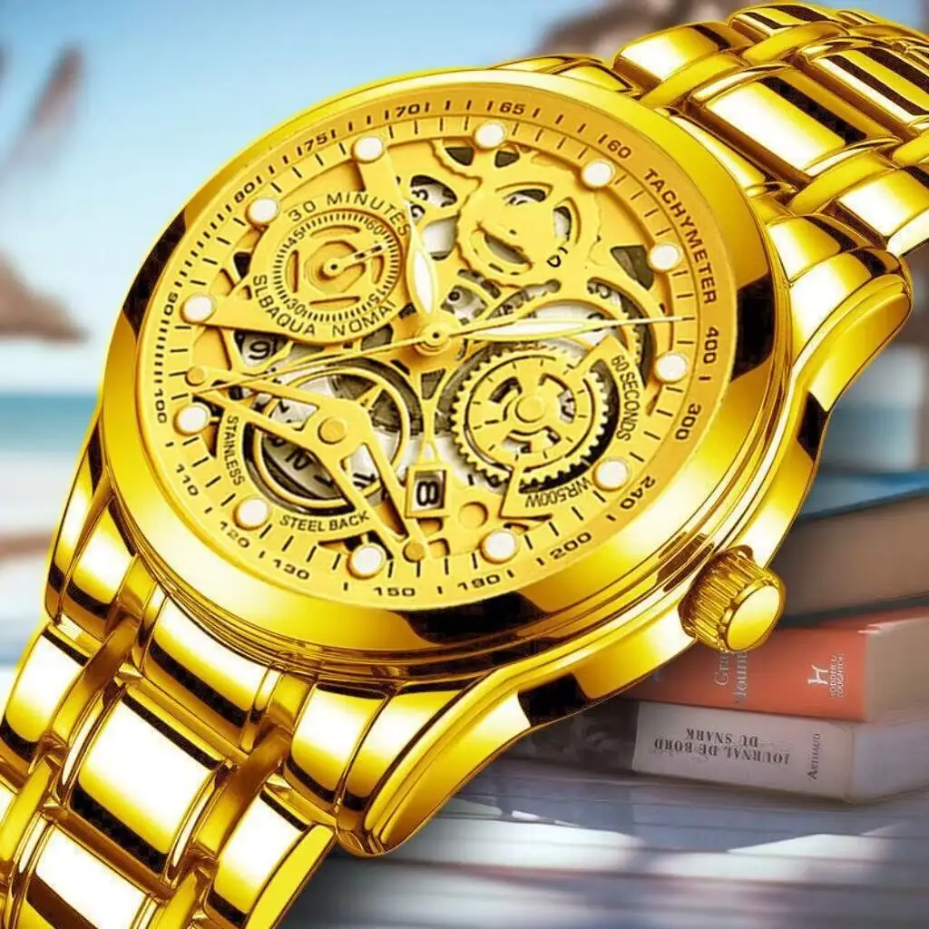 Foreign trade watches quartz watch skeleton watch bully gift single calendar luminous waterproof watch