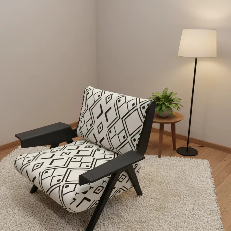 Solid wood single sofa chair, French medieval retro leisure chair, designer living room balcony lazy armchair