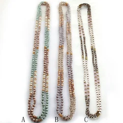 Fashion 6mm Glass Knotted Metal Spacer Multi Crystal Necklace