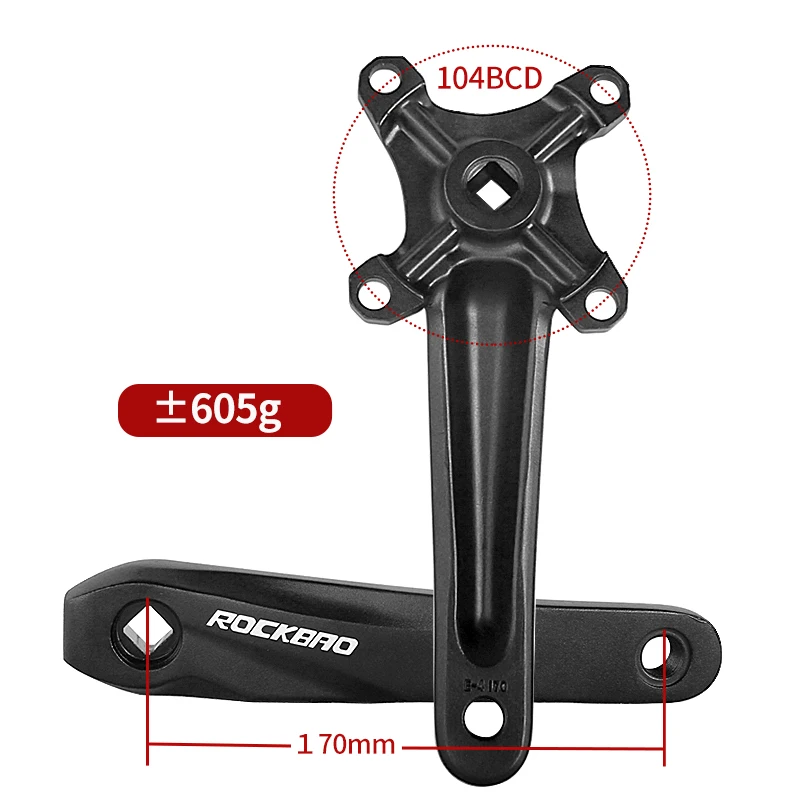 

ROCKBAO Велосипедный шатун 104BCD 170 мм MTB Звездочка с квадратным отверстием 32/34/36/38T Нижний кронштейн кривошипа для горного велосипеда