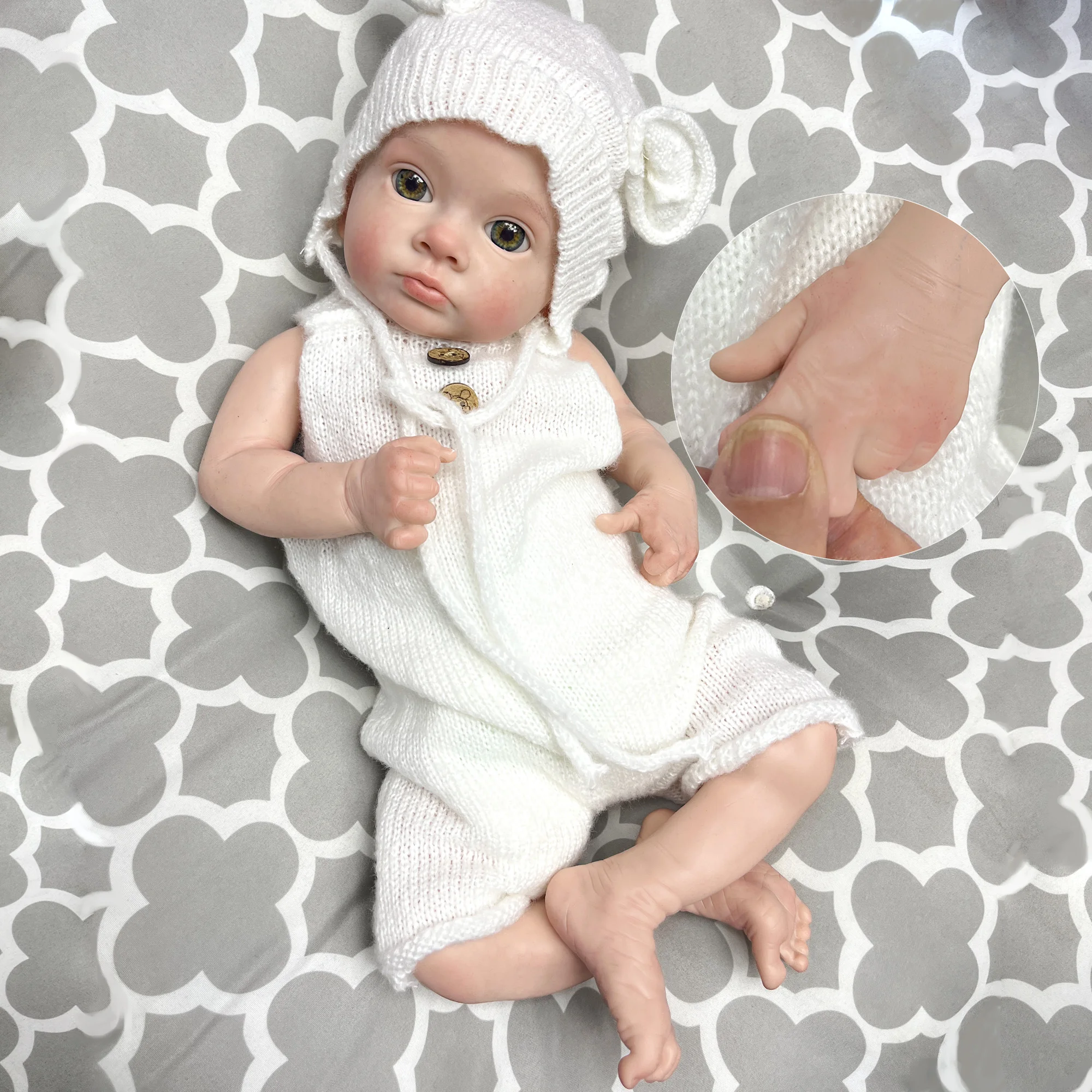 45cm Tutti Solid Silicone Bebe Reborn Girl Genesis Oil Painted Lifelike Newborn Baby Doll Boneca Reborn Corpo De Silicone Doll