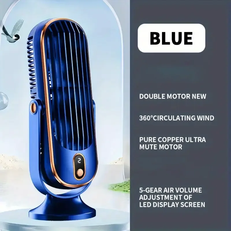 

Portable multi-function air conditioning fan , dual motor, 5-speed wind speed 360° surround, USB Plug-in Desk Fan