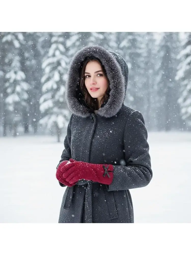

39BB Cold Weather Gloves Screen Touch Design Hand Gloves Windproof Plush Lined Hand Warmer Stylish Outdoor Winter Accessories