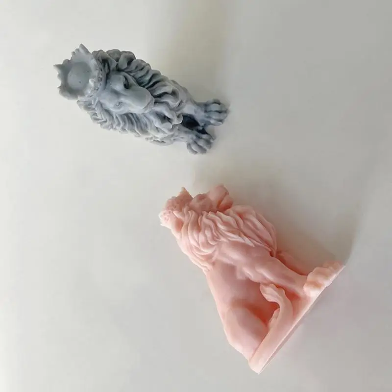 قالب شمع حيواني ثلاثي الأبعاد على شكل أسد من السيليكون لصنع الشموع بالروائح العلاجية #5