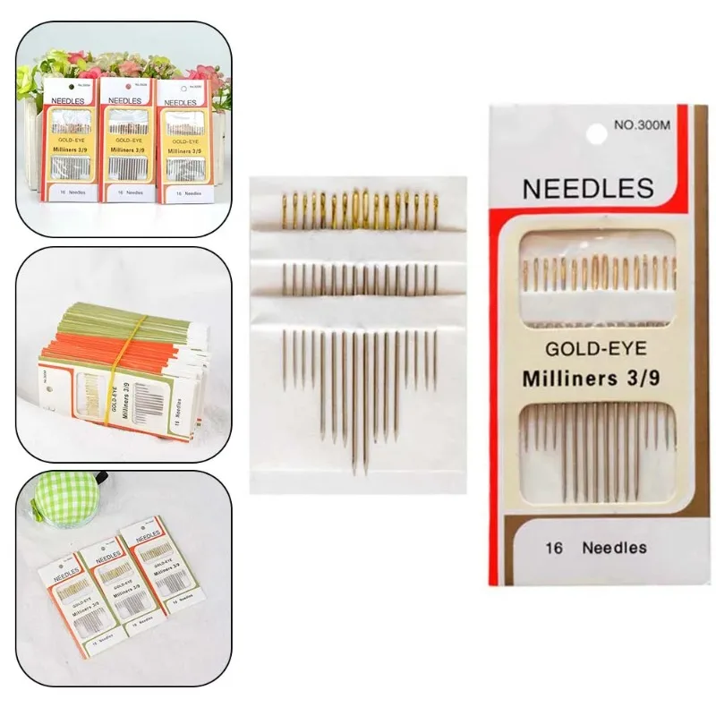

16pcs Large Eye Stitching Needles Hand Sewing Needle Self Threading Hand Sewing Needle Easy Thread For Leather Silk Canvas