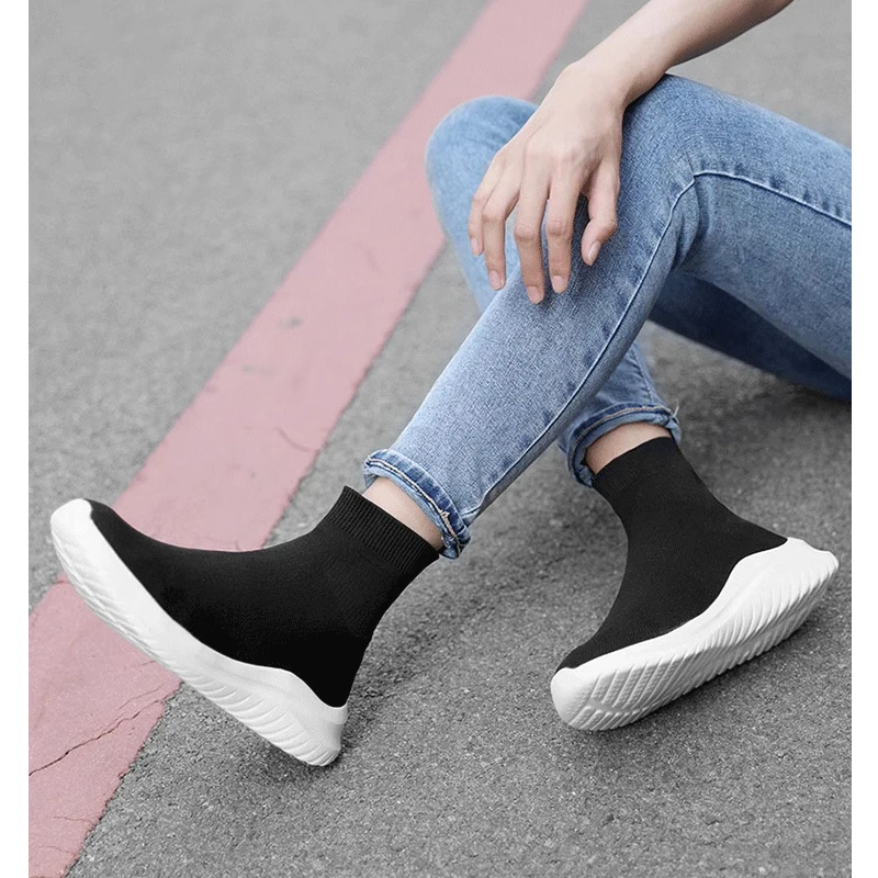 

Round Head Botte Femme Women Solid Color Short Boots Slip On Botas Casual Mesh Shoes Thick Bottom Zapatos Mujer