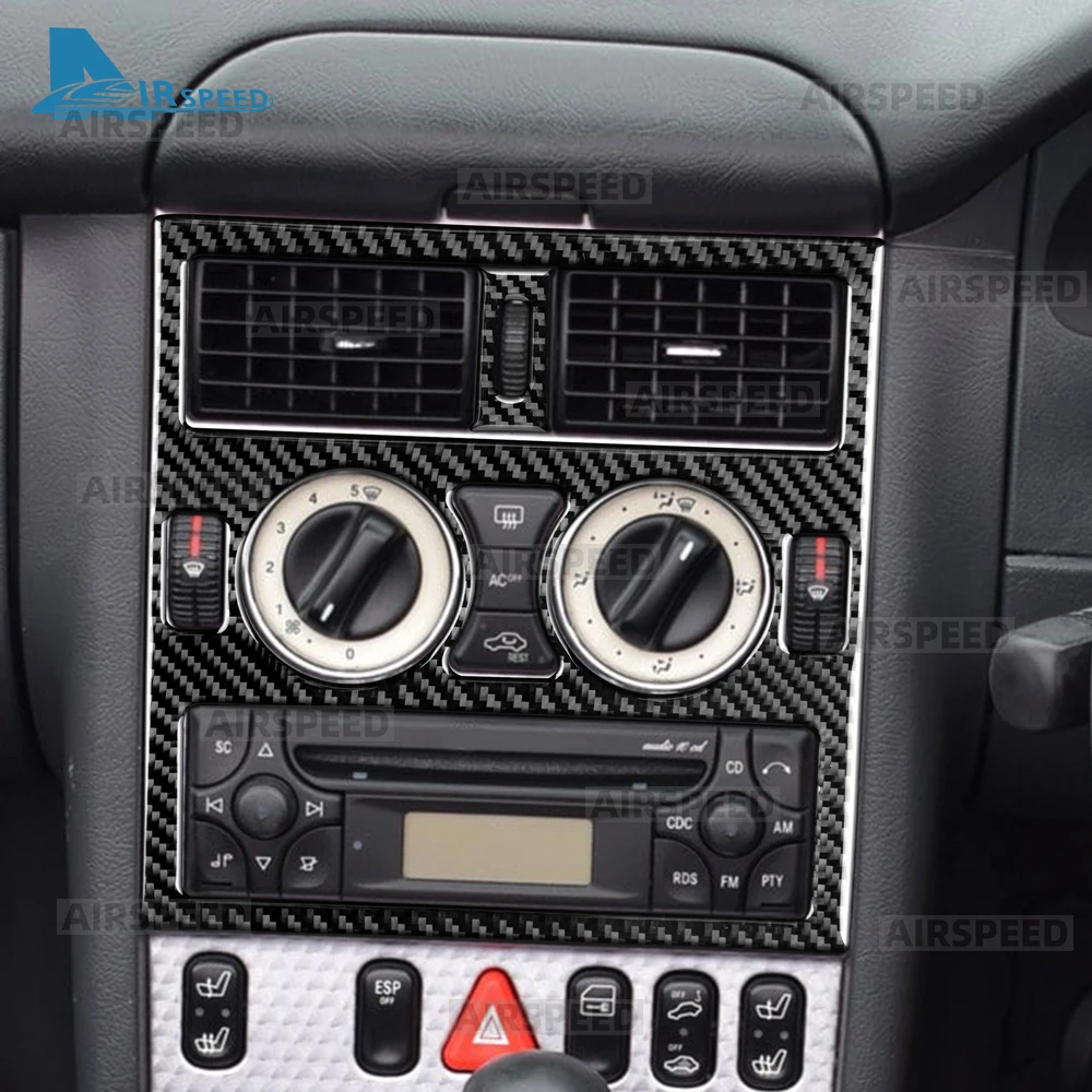 Real Soft Carbon Fiber Trim Sticker For Mercedes Benz SLK R170 1996 1997 1998 1999 2000 2001 2002 2003 Car Center Control Panel view 3