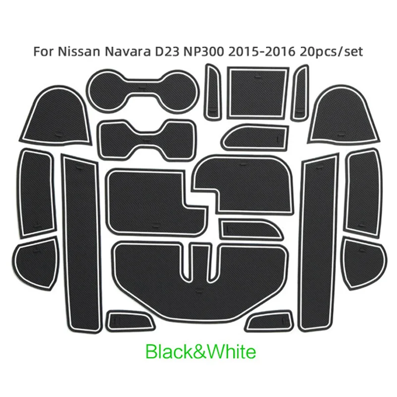 Car Door Groove Mat For Nissan Navara D23 NP300 2015-2016  Anti-slip Cup Pad Rubber Rugs Interior Accessories