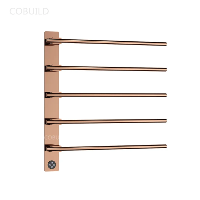 

High Quality Rose Gold Wall Mounted 5 Bars With Built-in Timer Towel Drying Racks Thermostat Towel Radiator