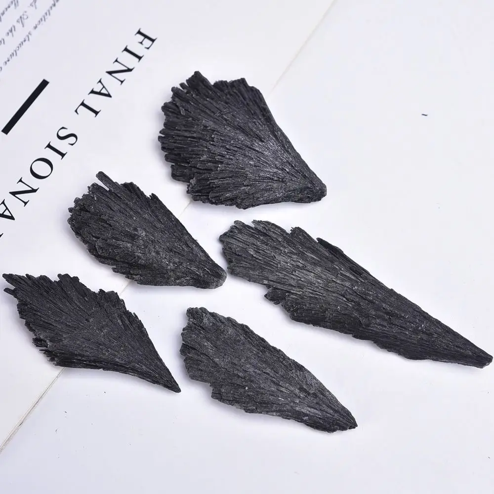 Black Tourmaline Fan-shaped Black Tourmaline Natural Crafts Funny Natural Rough Stone Collection Raw Stone Ornament Energy