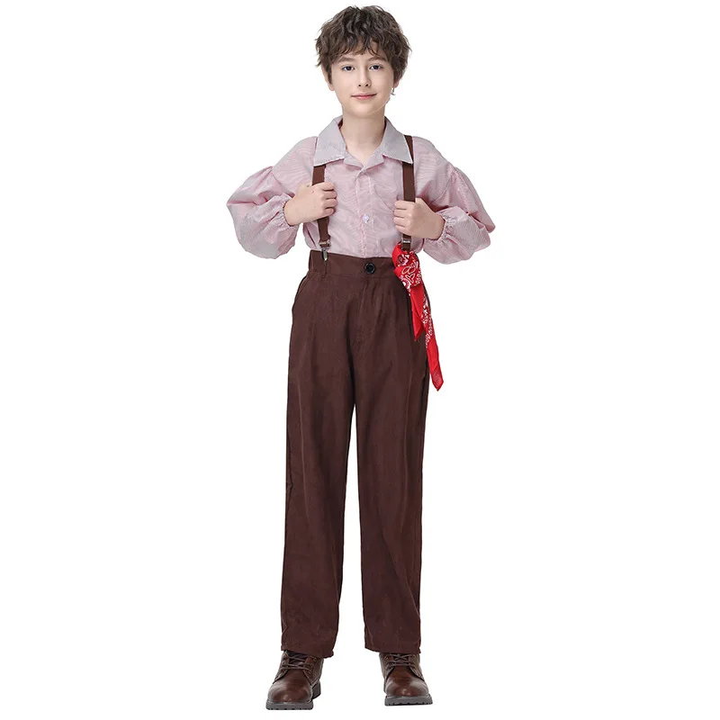 

Halloween Farmer Cosplay Outfit for Boys Carnival Fancy Dress Up Boys Colonial Village Farm Prairie Pioneer Costume