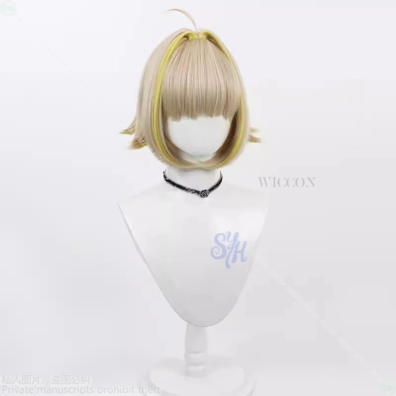 أنيمي لعبة NIKKE آلهة النصر تأثيري Elegg قصيرة الشعر الاصطناعية مقاومة للحرارة الأصفر أبرز الباروكات هالوين كوس
