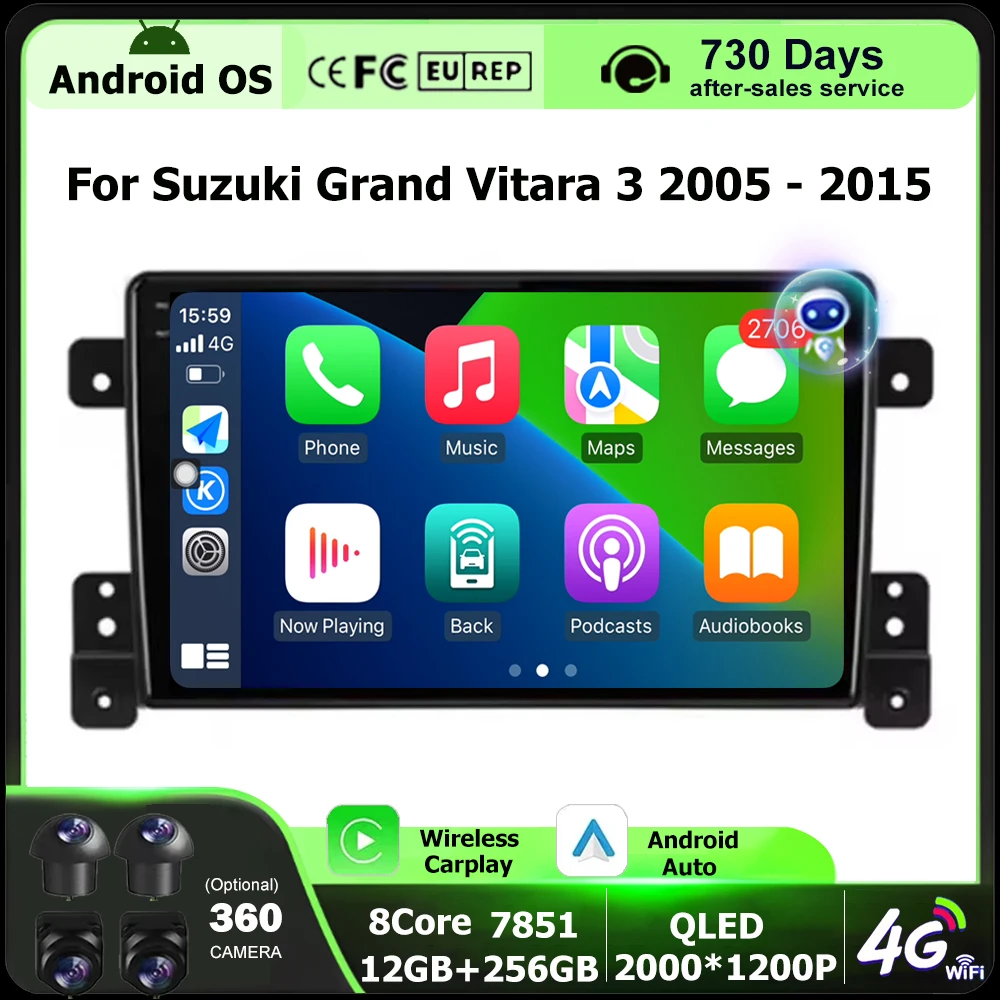 

Wireless Carplay For Suzuki Grand Vitara 3 2005-2012 2013 2015 Android Auto Car Radio Multimedia Video Player GPS Navigaion 9''